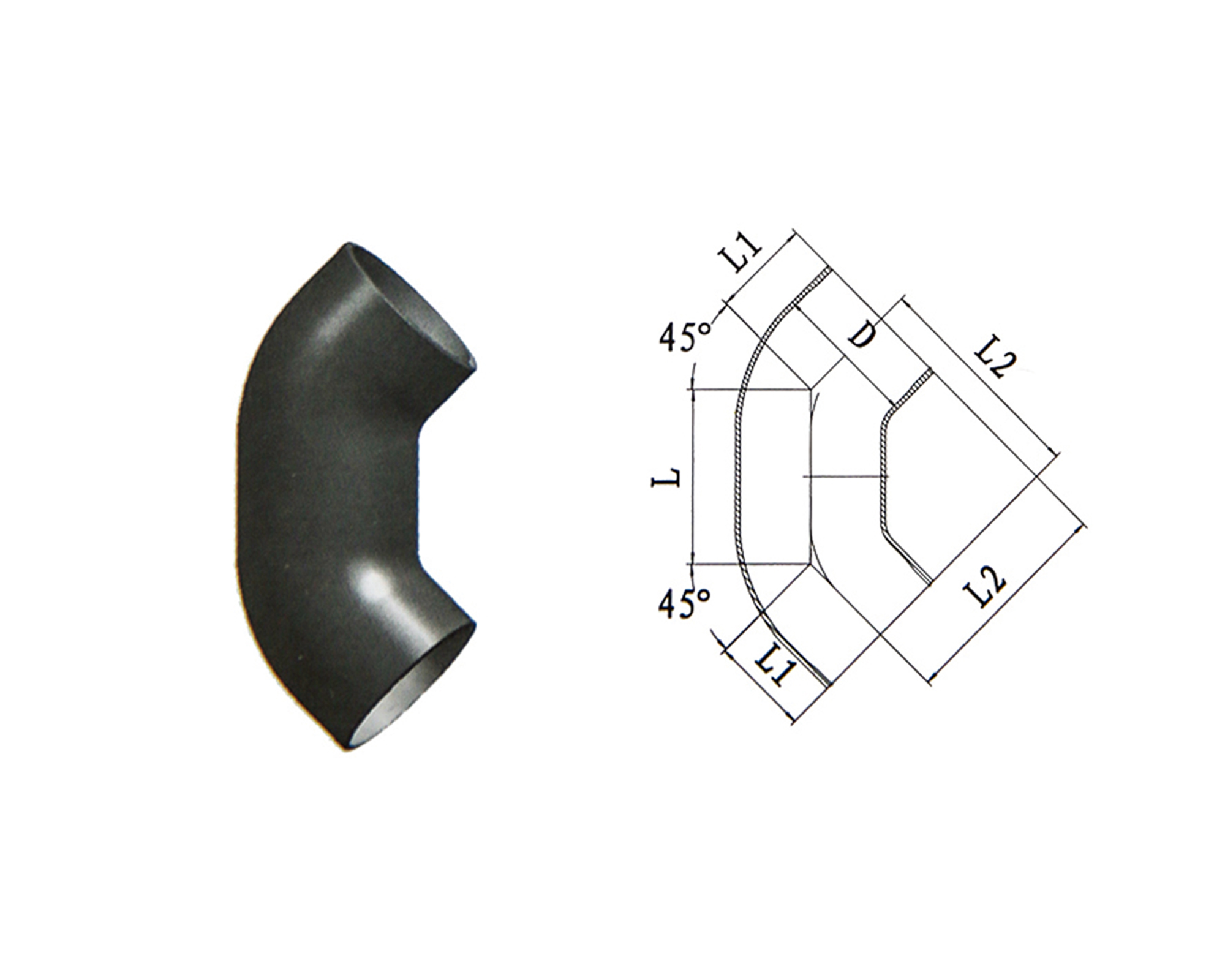 W1 Short-Radius Elbow product photograph and diagram