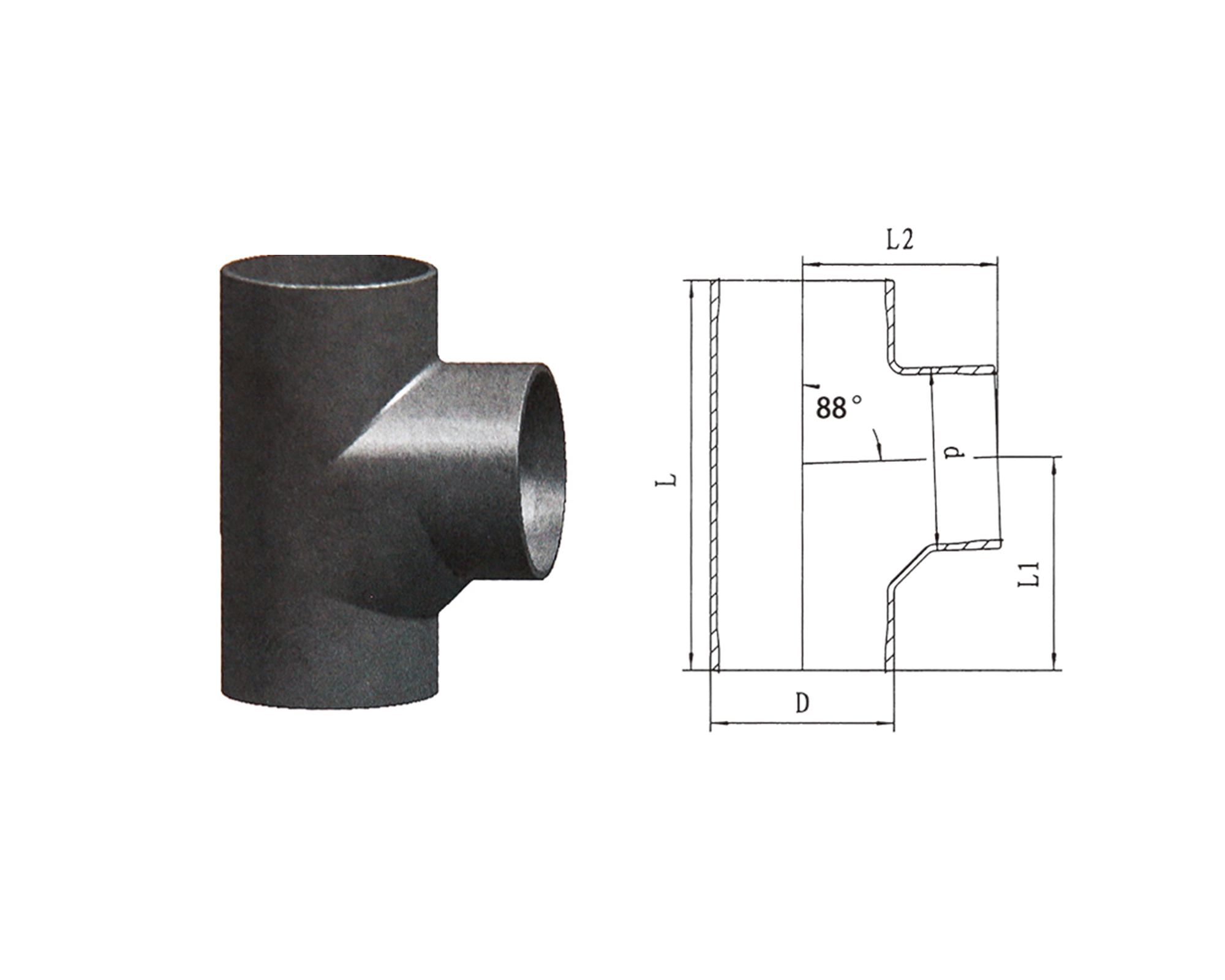 W1 T-Type Tee product photograph and diagram