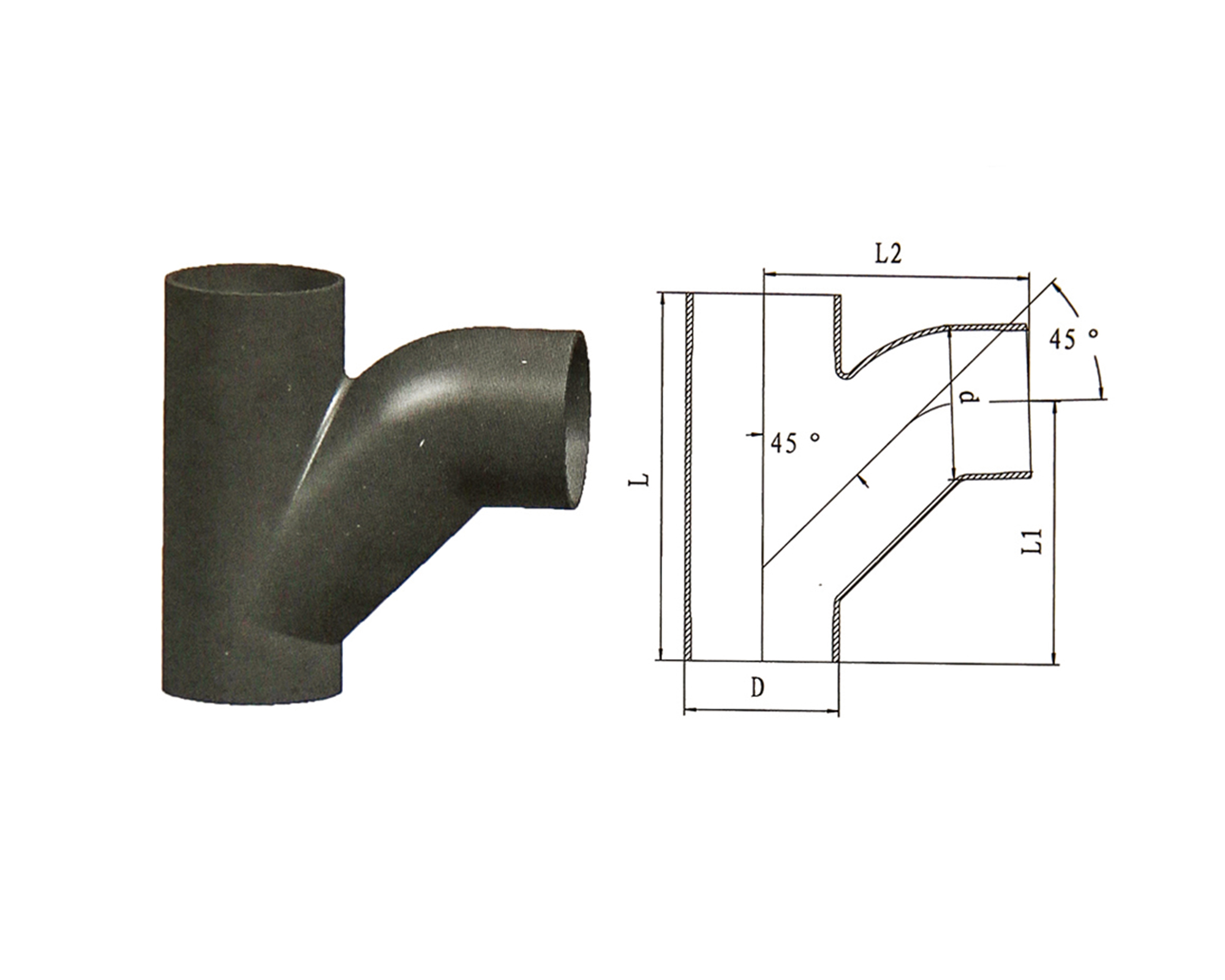 W1 TY-Type Tee product photograph and diagram