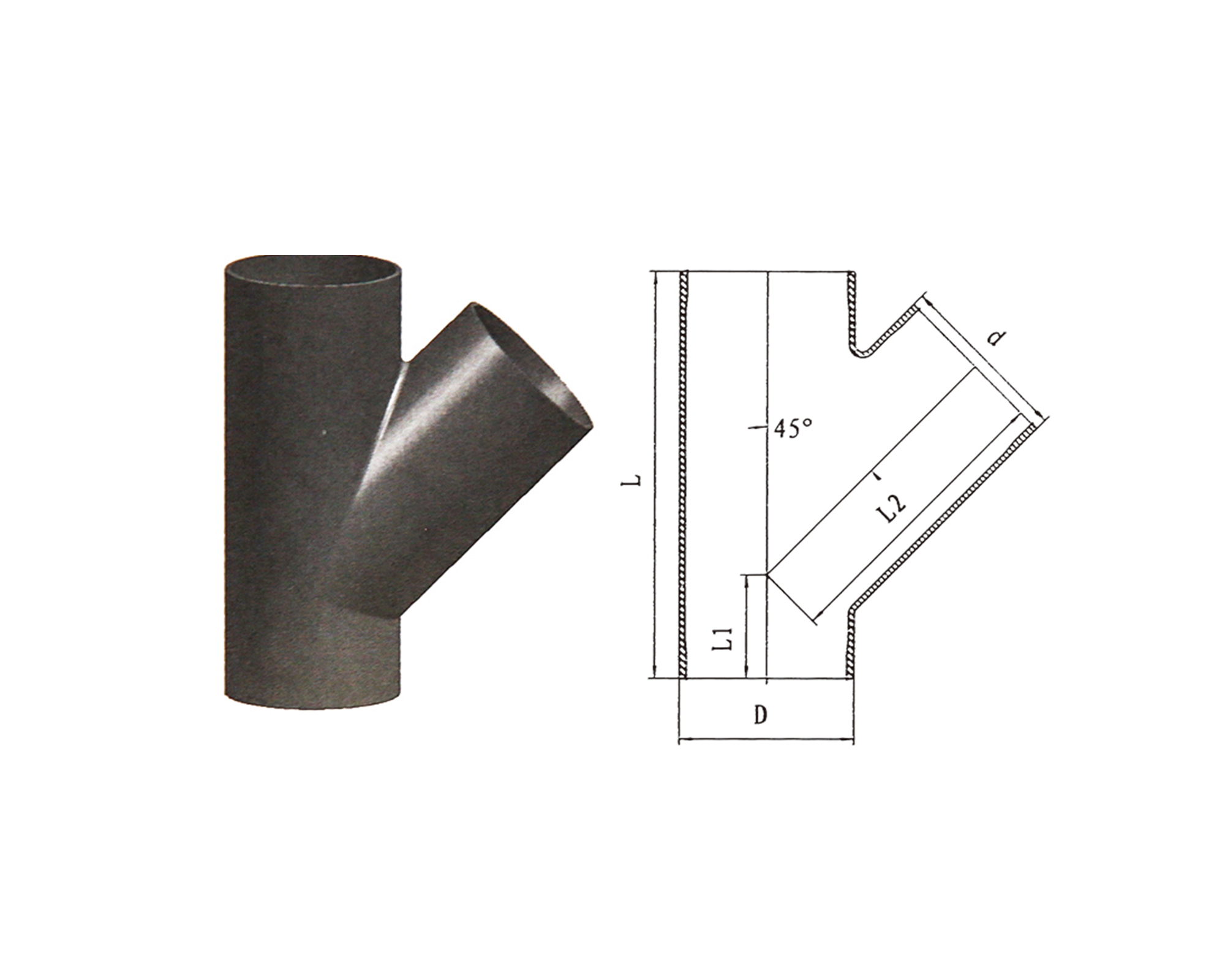 W1 Y-Type Tee product photograph and diagram