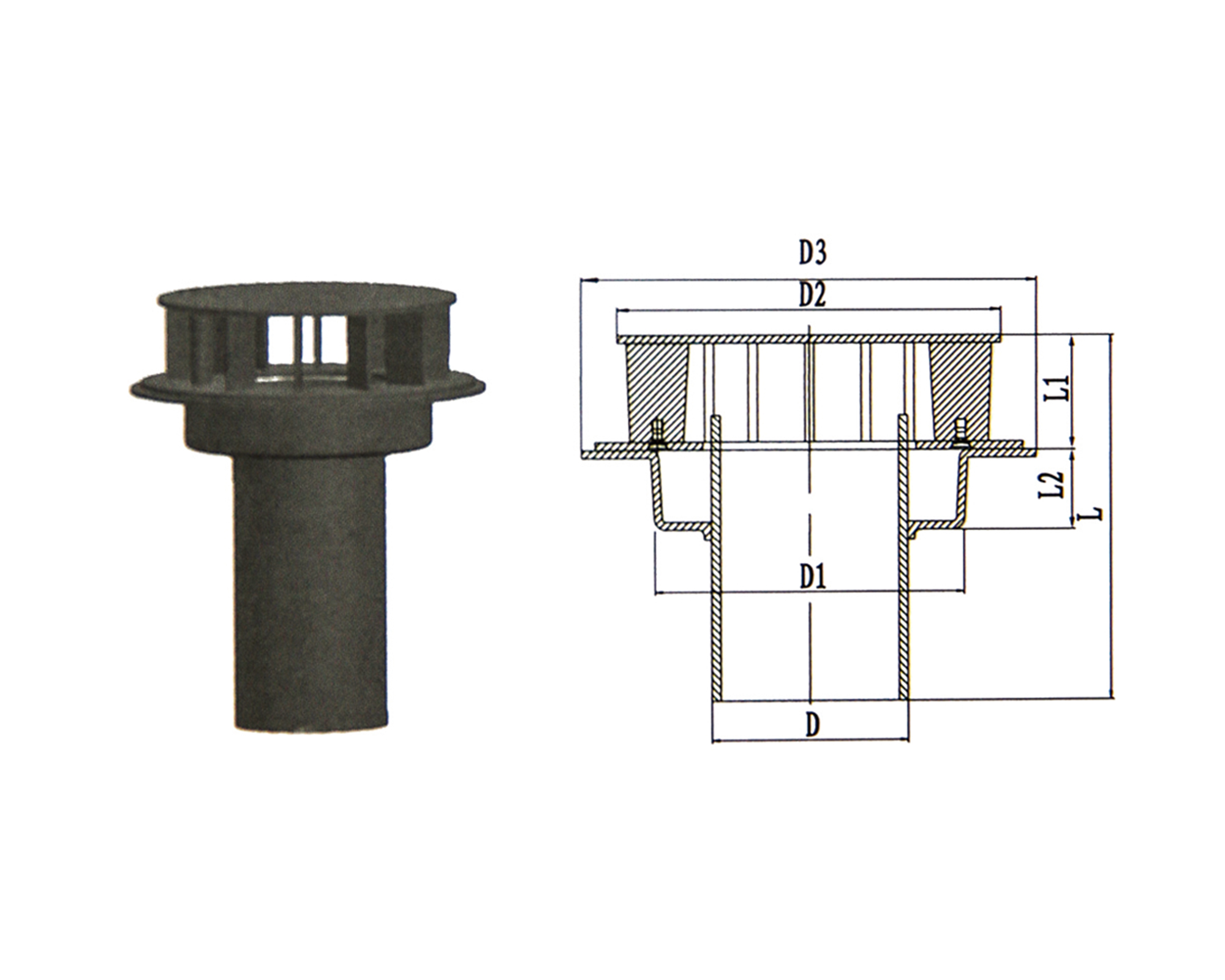 87-Type Cast Iron Rainwater Outlet product photograph